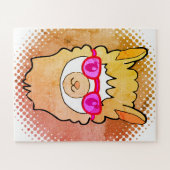 Niedlicher Lama mit Zeichnend Brille Puzzle (Horizontal)