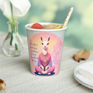 Niedlicher Lama-Yoga-Praktiker-Fantasie-Text Pappbecher