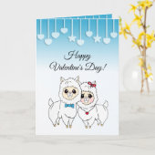 Niedlicher Lamas Funny Valentine's Day Karte (Gelbe Blume)