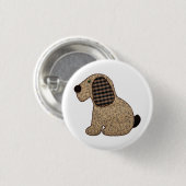 Niedlicher Land-Art-Gingham-Hund Button (Vorne & Hinten)
