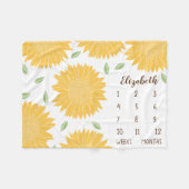Niedlicher Land-Sonnenblume-Baby-Meilenstein Fleecedecke (Vorderseite (Horizontal))