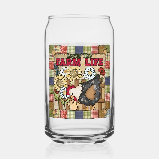 Niedlicher Landhühnerhof Dosenglas (Rückseite)