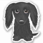 Niedlicher ländlicher Schwarzer Dackel Cartoon Aufkleber (Vorderseite)