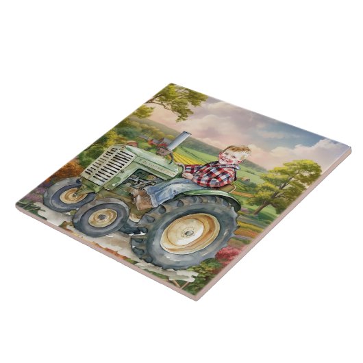 niedlicher Landschlepper Fliese (Seite)