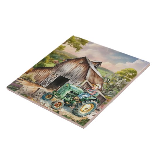 niedlicher Landschlepper Fliese (Seite)