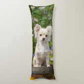 Niedlicher, langhaariger Chihuahua-Hund Welpe Seitenschläferkissen (Rückseite (Vertikal))
