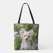 Niedlicher Langhaariger Chihuahua Hund Welpenhühne Tasche (Rückseite)