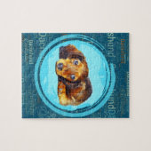 Niedlicher langhaariger Dackel-Welpe Puzzle (Horizontal)