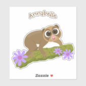 Niedlicher, langsamer Lorbeer auf Zweig-Cartoon Aufkleber (Blatt)