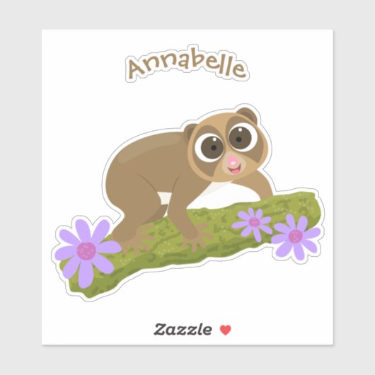 Niedlicher, langsamer Lorbeer auf Zweig-Cartoon Aufkleber (Blatt)