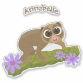 Niedlicher, langsamer Lorbeer auf Zweig-Cartoon Aufkleber (Vorderseite)