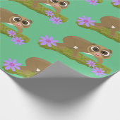 Niedlicher, langsamer Lorbeer auf Zweig-Cartoon Geschenkpapier (Ecke)