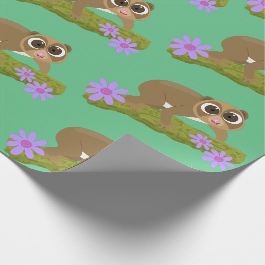 Niedlicher, langsamer Lorbeer auf Zweig-Cartoon Geschenkpapier (Ecke)