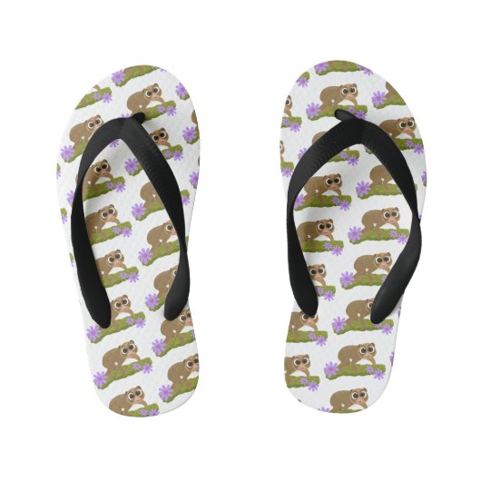 Niedlicher, langsamer Lorbeer auf Zweig-Cartoon Kinderbadesandalen (Fußbett)