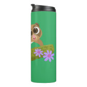 Niedlicher, langsamer Lorbeer auf Zweig-Cartoon Thermosbecher (Nach rechts gedreht)