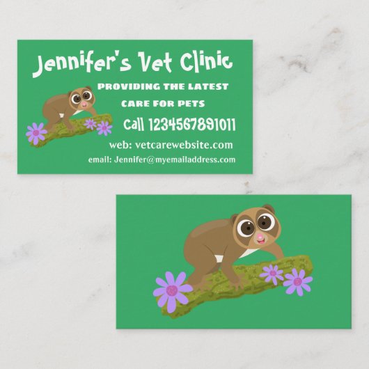 Niedlicher, langsamer Lorbeer auf Zweig-Cartoon Visitenkarte (Vorne/Hinten)