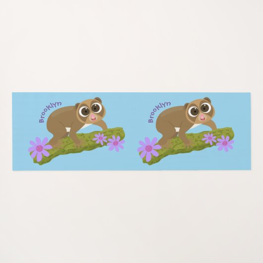 Niedlicher, langsamer Lorbeer auf Zweig-Cartoon Yogamatte (Rückseite (Horizontal))