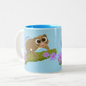 Niedlicher, langsamer Lorbeer auf Zweig-Cartoon Zweifarbige Tasse (Vorderseite Links)