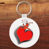Niedlicher Languste (Hummer) Liebe Herz Schlüsselanhänger (Vorderseite)