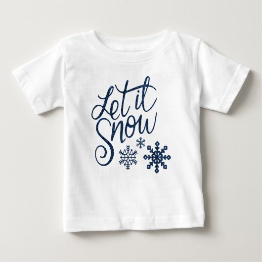 Niedlicher Lasst es Schnee Weihnachten mit blauen  Baby T-shirt (Vorderseite)