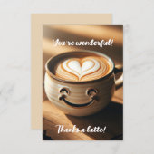 Niedlicher Latte-Kaffee mit Herzschaum Kunst Dankeskarte (Vorne/Hinten)