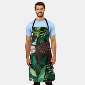 Niedlicher Lauf in grün-tropischen Illustrationsmu Schürze (Getragen)