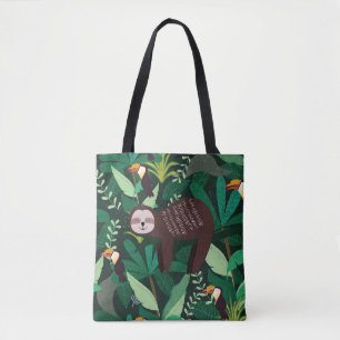Niedlicher Lauf in grün-tropischen Illustrationsmu Tasche