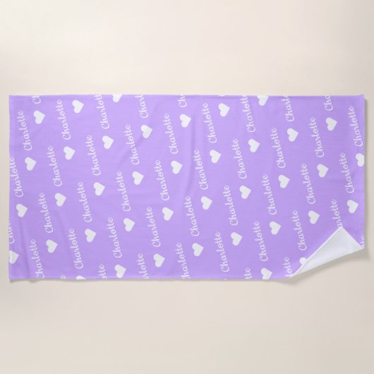 Niedlicher Lavendel Herzmuster Badetuch (Vorderseite)