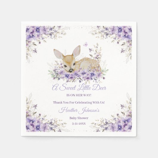 Niedlicher Lavendel Lila Blumenkinderdusche Serviette (Vorderseite)