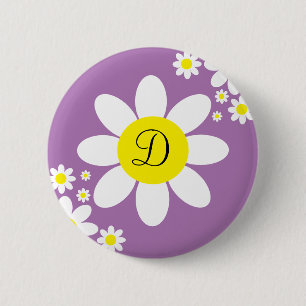 Niedlicher Lavendel- und White-Daisy-Single Button
