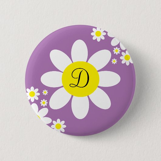 Niedlicher Lavendel- und White-Daisy-Single Button (Vorderseite)