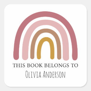 Niedlicher Lavendel Wasserfarbenbogen Dieses Buch Quadratischer Aufkleber