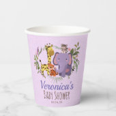 Niedlicher LavendelJungle Safari Wasserfarbenbaby- Pappbecher (Vorderseite)