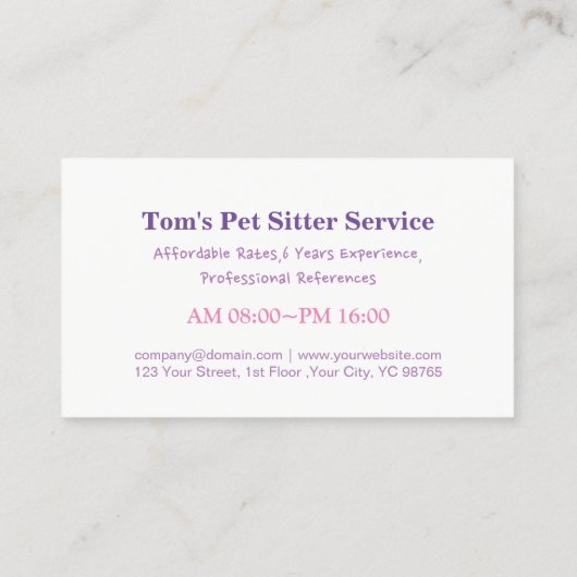 Niedlicher Lazy-Baby-Cat-Sitting-Service #2 Visitenkarte (Rückseite)