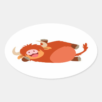 Niedlicher Lazy-Cartoon-Sticker Ovaler Aufkleber