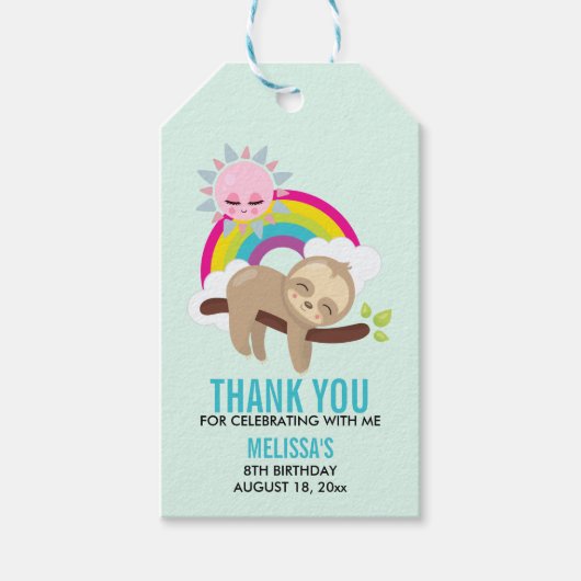 Niedlicher Lazy-Faultier mit Sonnenschein und Rege Geschenkanhänger (Vorderseite)