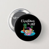 Niedlicher Lazy Sloth auf Flamingo Float Weihnacht Button (Vorne & Hinten)