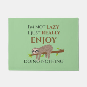 Niedlicher Lazy Sloth, der auf Baumwoll-Funny-Text Fußmatte