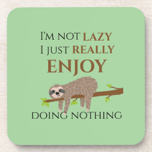 Niedlicher Lazy Sloth, der auf Baumwoll-Funny-Text Getränkeuntersetzer