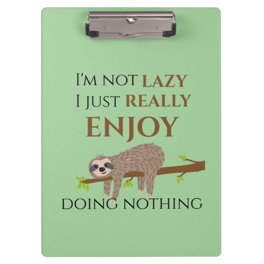 Niedlicher Lazy Sloth, der auf Baumwoll-Funny-Text Klemmbrett (Vorderseite)