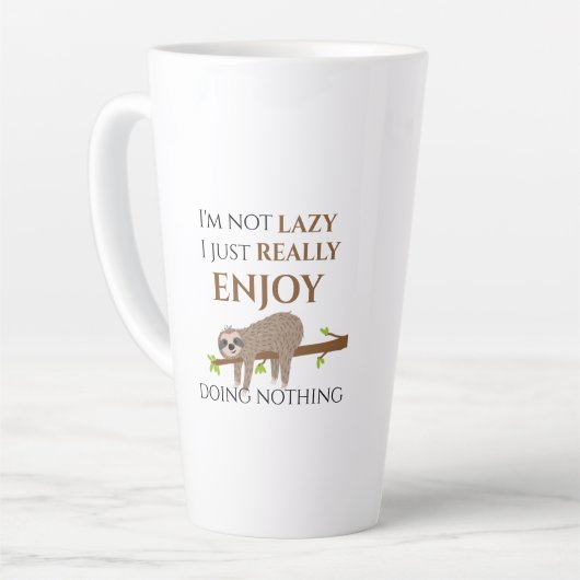 Niedlicher Lazy Sloth, der auf Baumwoll-Funny-Text Milchtasse (Linke Ecke)