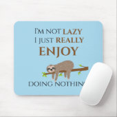 Niedlicher Lazy Sloth, der auf Baumwoll-Funny-Text Mousepad (Mit Mouse)