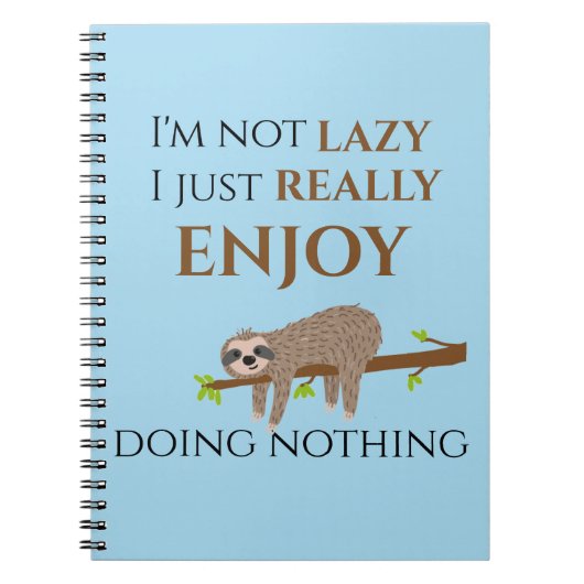 Niedlicher Lazy Sloth, der auf Baumwoll-Funny-Text Notizblock (Vorderseite)