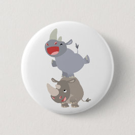 Niedlicher Leapfrog Cartoon Rhinos Button