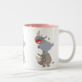 Niedlicher Leapfrog Cartoon Rhinos Zweifarbige Tasse