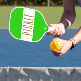 Niedlicher, lebendiger, grün-weißer PICKLE-Streife Pickleball Schläger