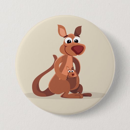 Niedlicher lebhafter Känguru Button (Vorderseite)