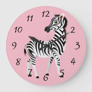 niedlicher lebhafter Zebra Große Wanduhr