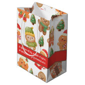 Niedlicher Lebkuchen Mann Kekse Weihnachtsfeiertag Mittlere Geschenktüte (Rückseite Schrägansicht)