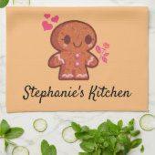 Niedlicher Lebkuchen Mann und Blume Geschirrtuch (Gefaltet)